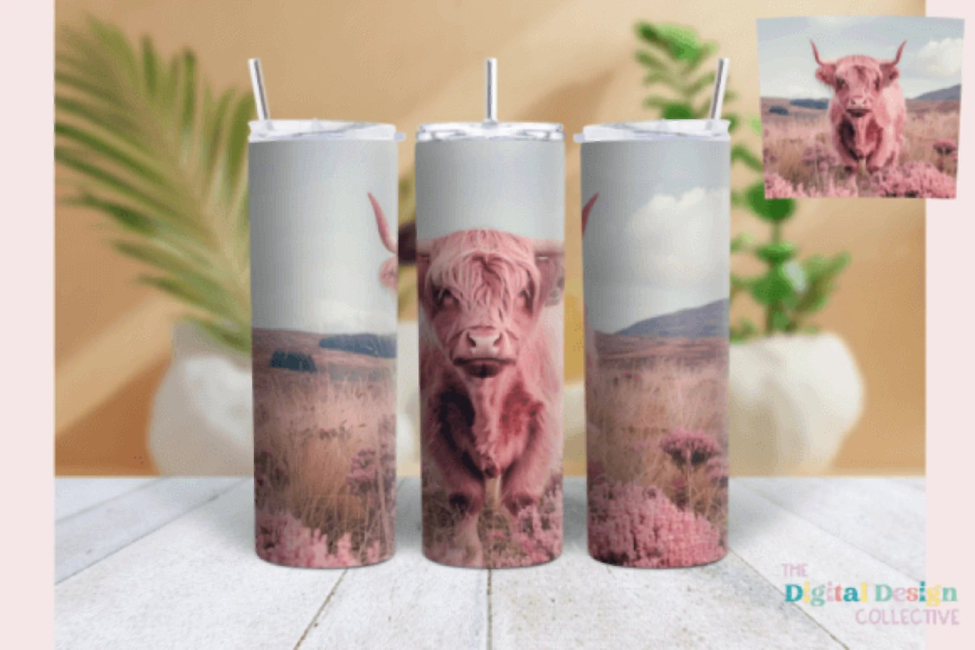 Pink Highland Cow Tumbler Wrap Bundle - CraftNest - Digital Crafting and Art