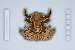 Highland Cow Floral Laser Cut SVG Bundle - CraftNest - Digital Crafting and Art