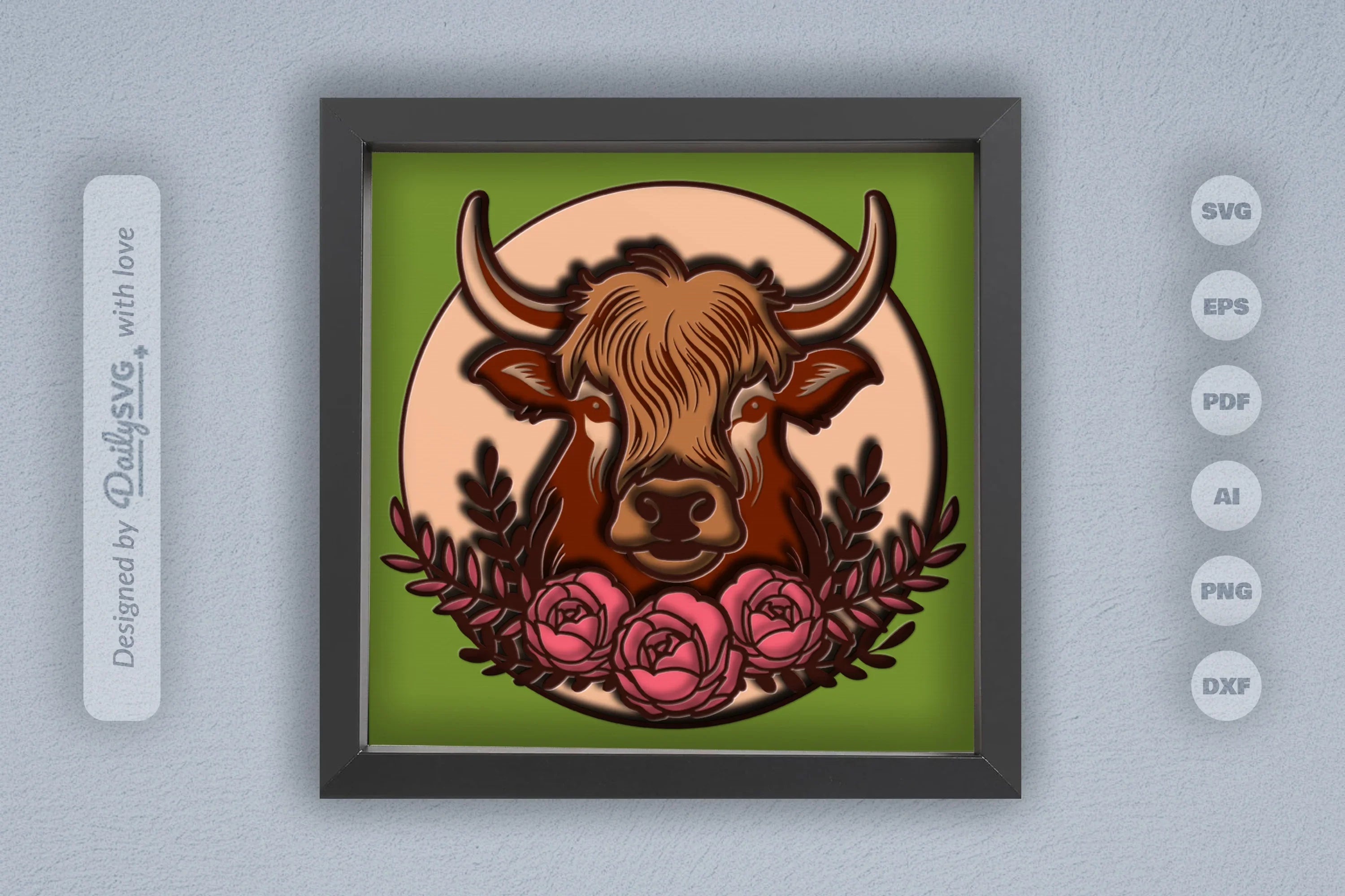 Highland Cow Floral Papercut SVG Bundle - CraftNest - Digital Crafting and Art