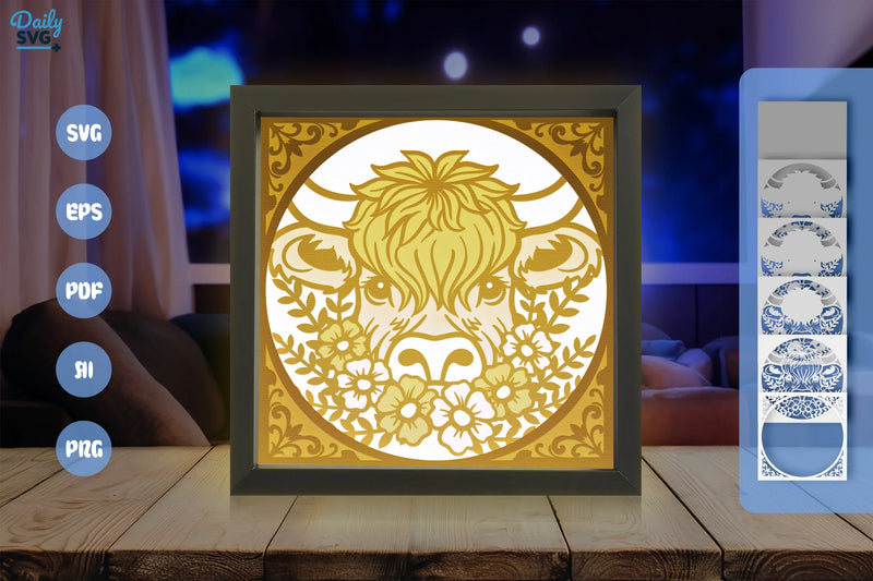 Highland Cow White Papercut SVG Bundle - CraftNest - Digital Crafting and Art