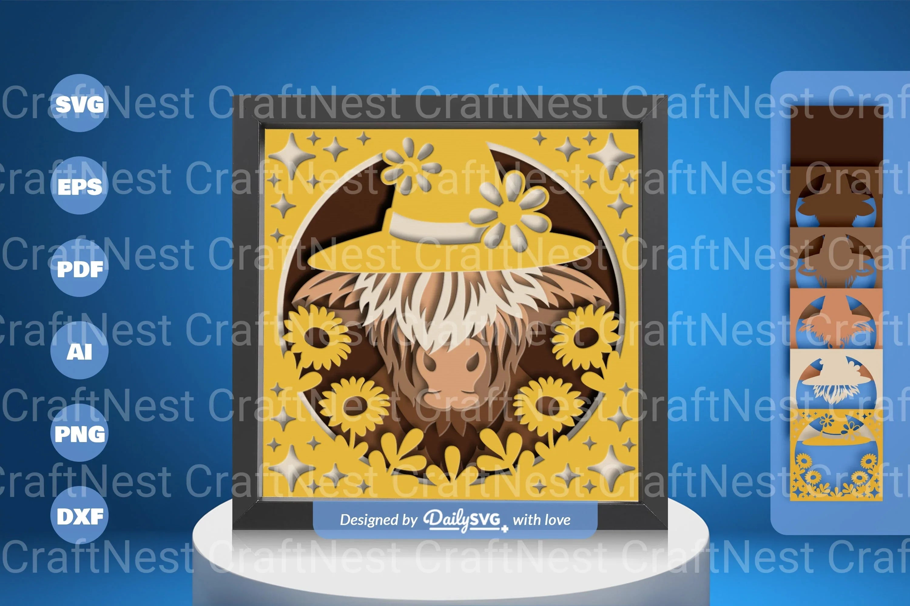 Highland Cow Floral Papercut SVG Bundle 1 - CraftNest - Digital Crafting and Art