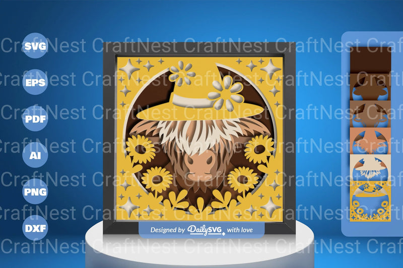 Highland Cow Floral Papercut SVG Bundle 1 - CraftNest - Digital Crafting and Art