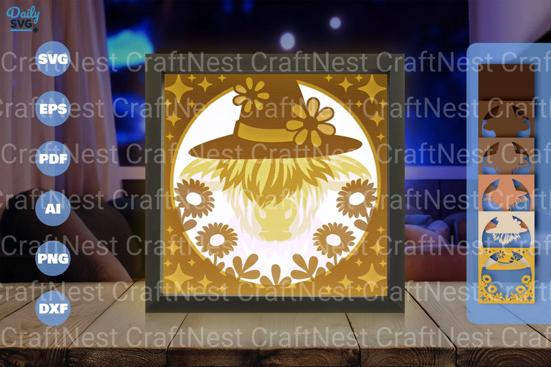 Highland Cow Floral Papercut SVG Bundle 1 - CraftNest - Digital Crafting and Art