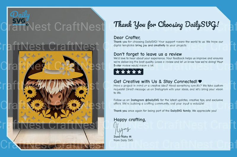 Highland Cow Floral Papercut SVG Bundle 1 - CraftNest - Digital Crafting and Art