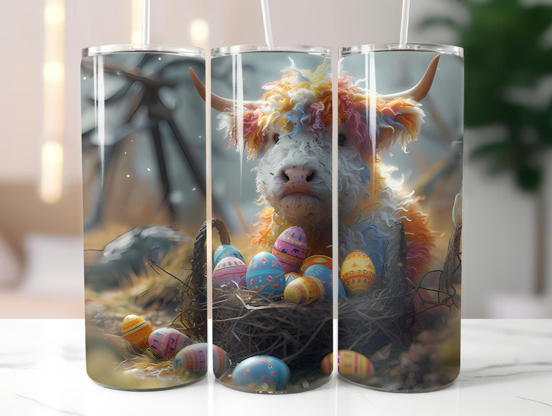 Highland Cow Easter 5 Tumbler Wrap - CraftNest