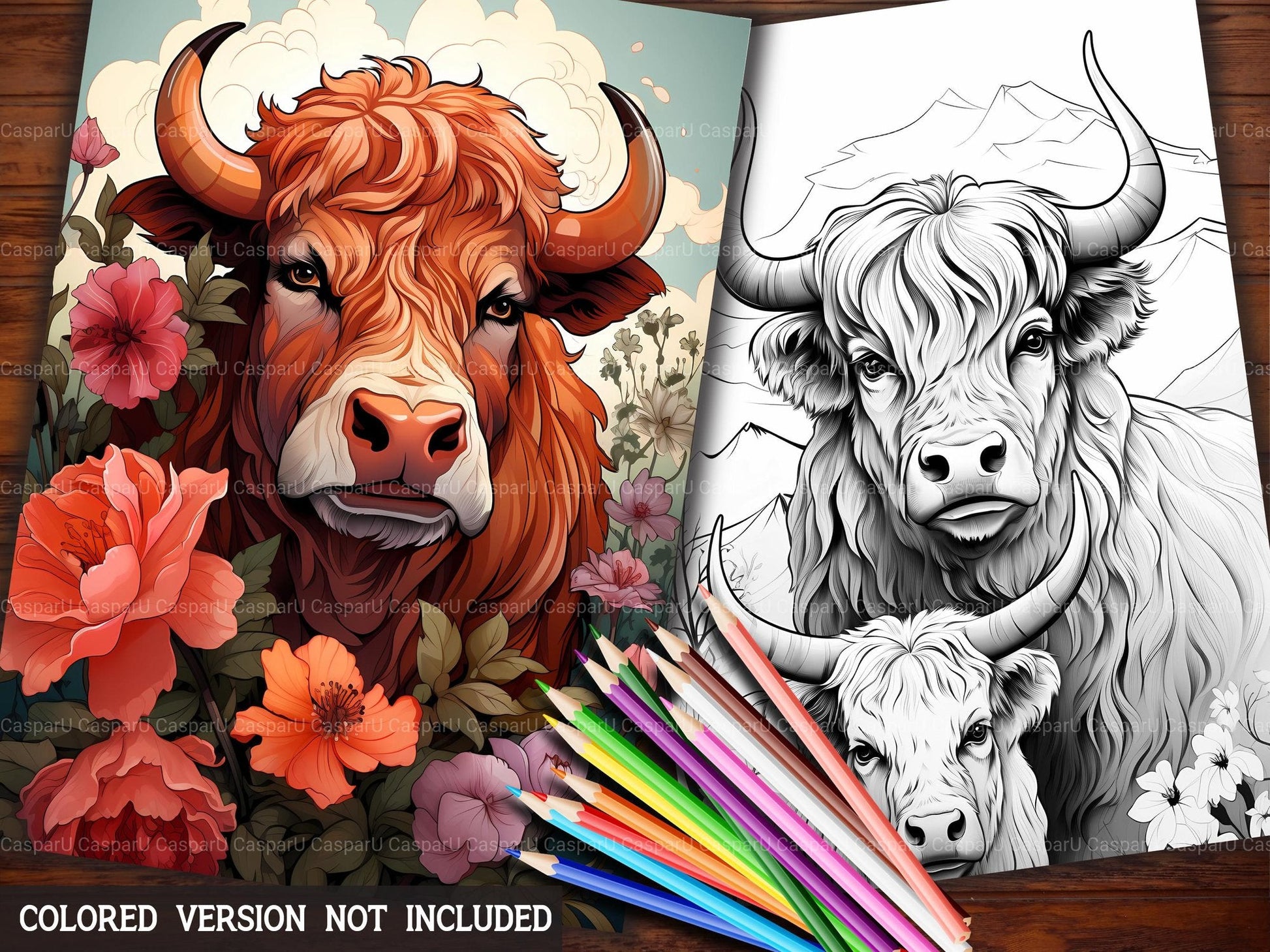 Highland Cows Valentine's Day Junk Journal Pages - CraftNest