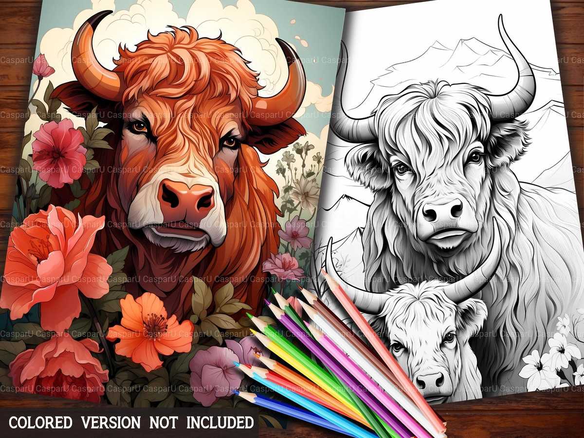 Highland Cow Valentines Day Coloring Books - CraftNest