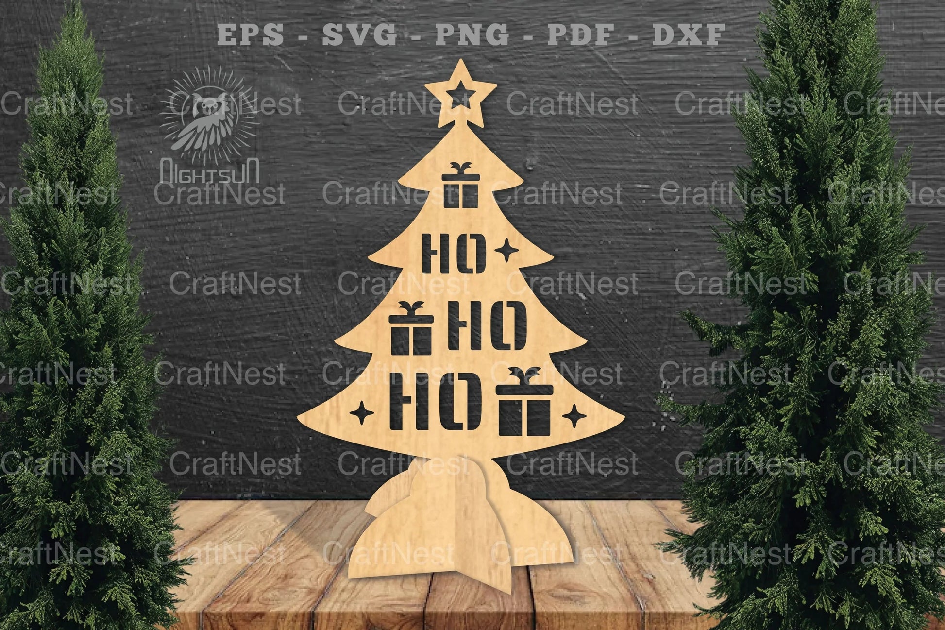 Ho Ho Ho Christmas Tree Laser Cut Home Decor Clipart Bundle - CraftNest - Digital Crafting and Art