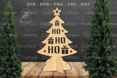 Ho Ho Ho Christmas Tree Laser Cut Home Decor Clipart Bundle - CraftNest - Digital Crafting and Art