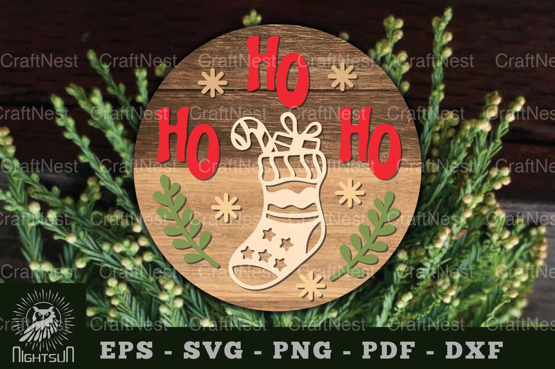 Ho Ho Round Laser Cut Sign Clipart Bundle - CraftNest - Digital Crafting and Art