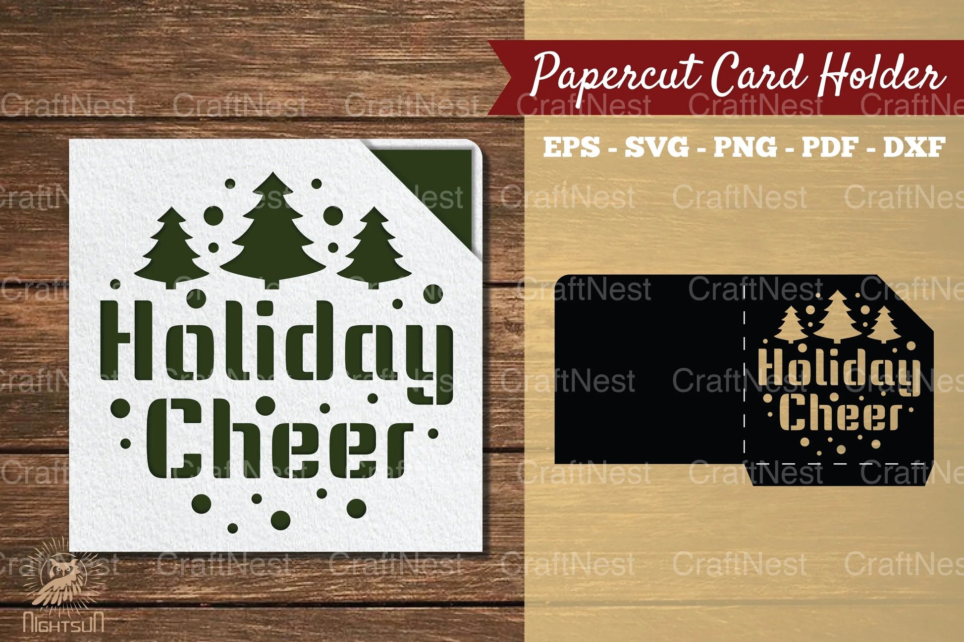 Holiday Cheer Papercut Card Holder SVG Bundle - CraftNest - Digital Crafting and Art