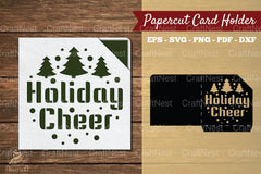 Holiday Cheer Papercut Card Holder SVG Bundle - CraftNest - Digital Crafting and Art