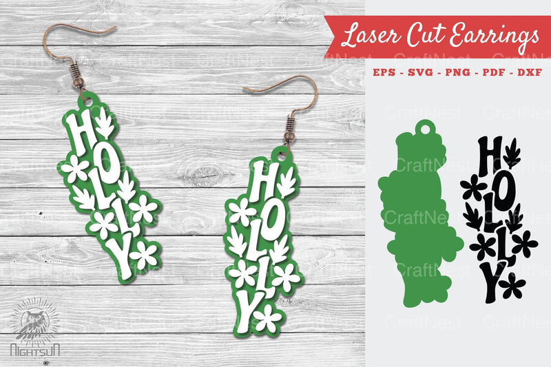 Holly Laser Cut Earrings SVG Design Bundle - CraftNest - Digital Crafting and Art