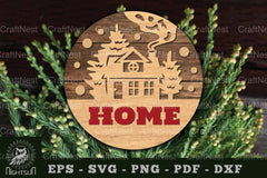 Home Round Laser Cut Sign Clipart Bundle - CraftNest - Digital Crafting and Art