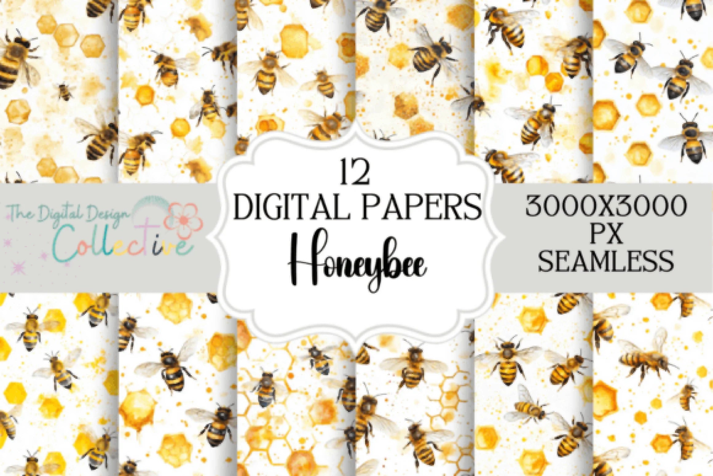Honey Bees Seamless Digital Paper - CraftNest - Digital Crafting and Art