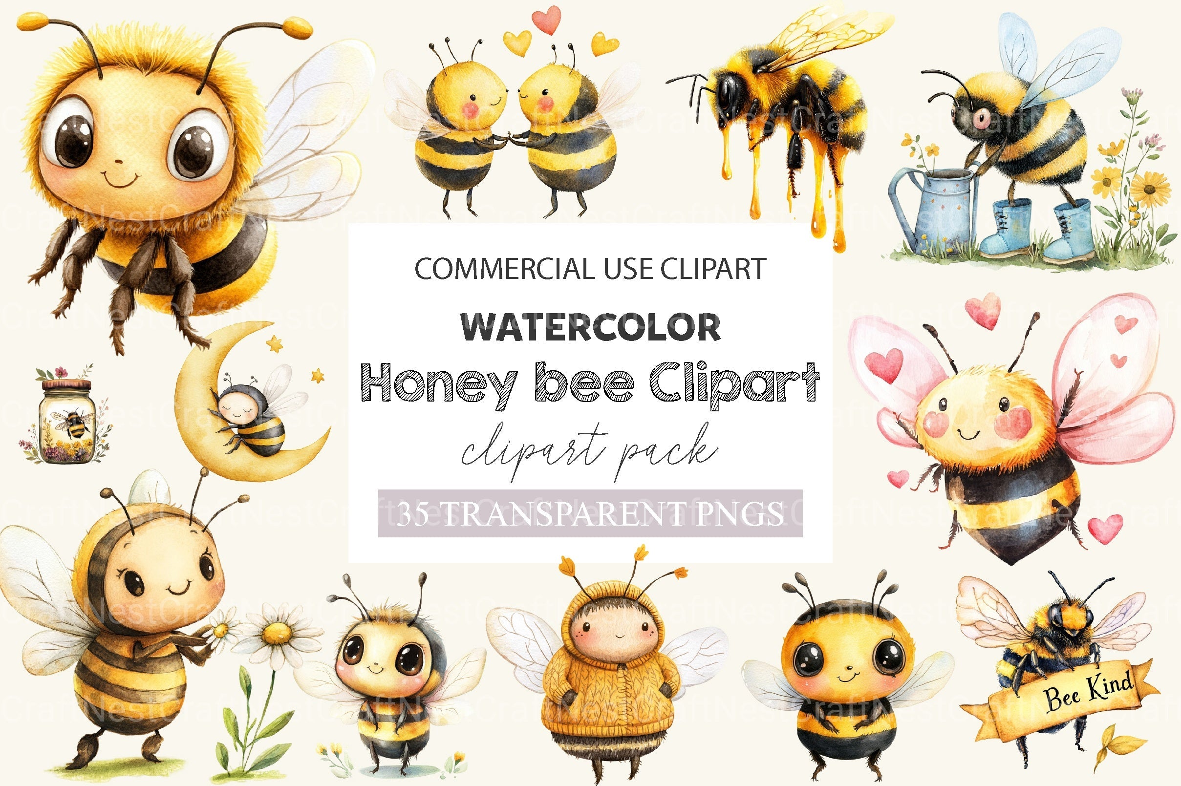Honeybee Bee Clipart Bundle