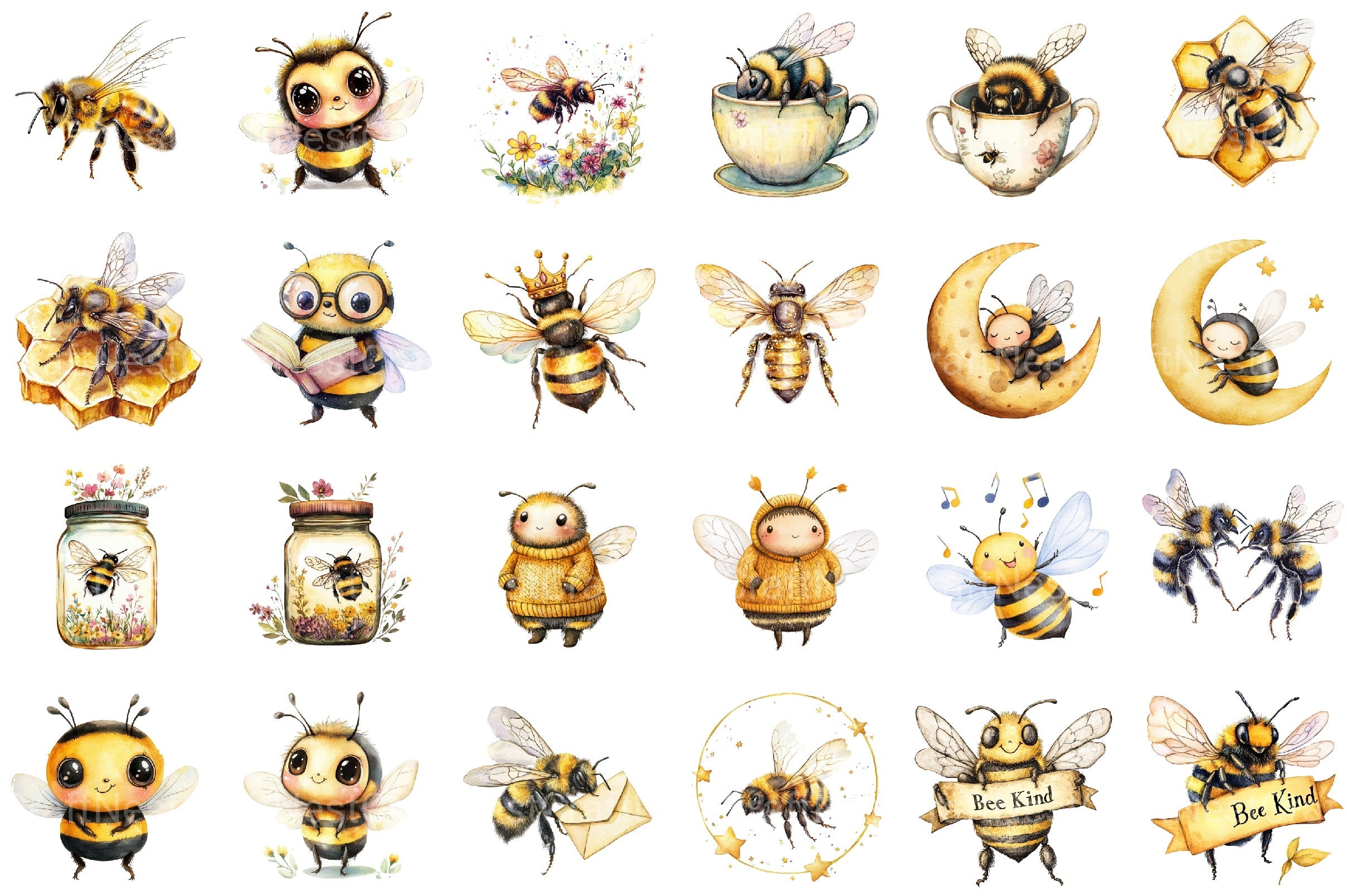 Honeybee Bee Clipart Bundle