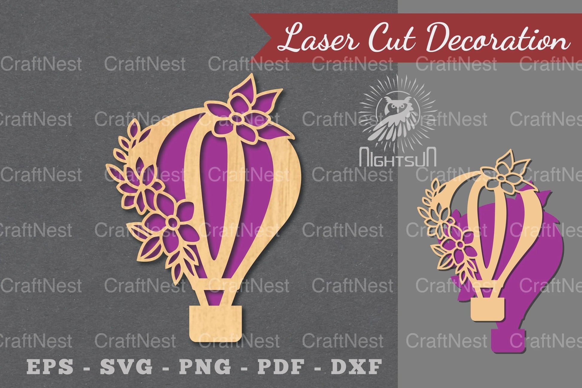 Hot Air Balloon Laser Cut Decoration Clipart Bundle - CraftNest - Digital Crafting and Art