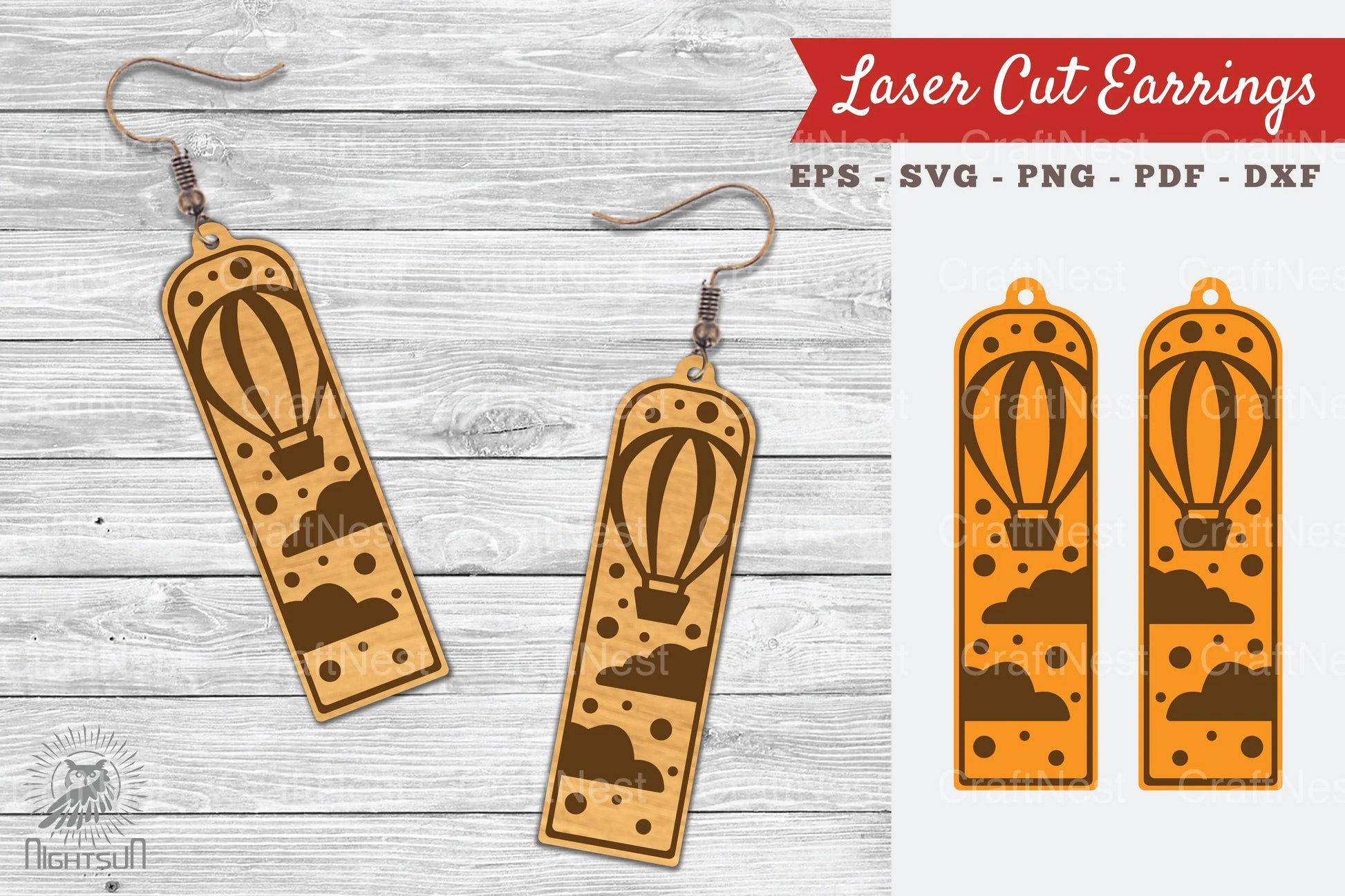 Hot Air Balloon Laser Cut Earrings SVG Bundle - CraftNest - Digital Crafting and Art
