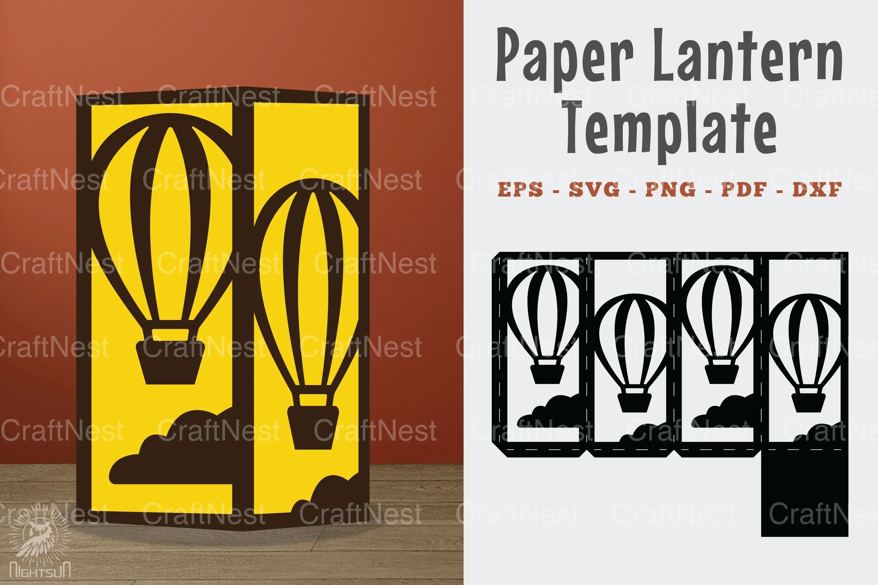 Hot Air Balloon Papercut Lantern Template Bundle - CraftNest - Digital Crafting and Art