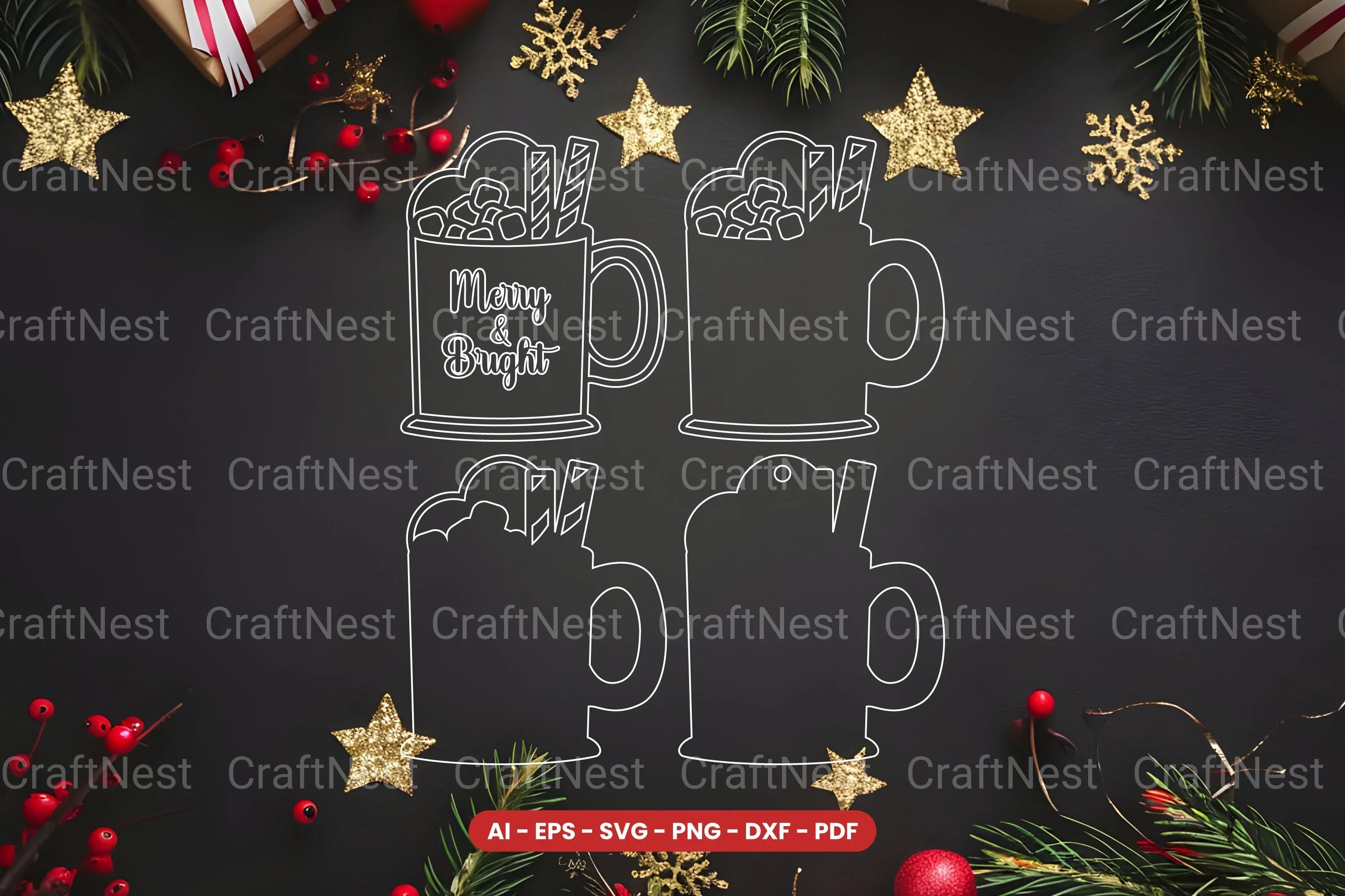 Hot Cocoa Lasercut SVG Bundle - CraftNest - Digital Crafting and Art