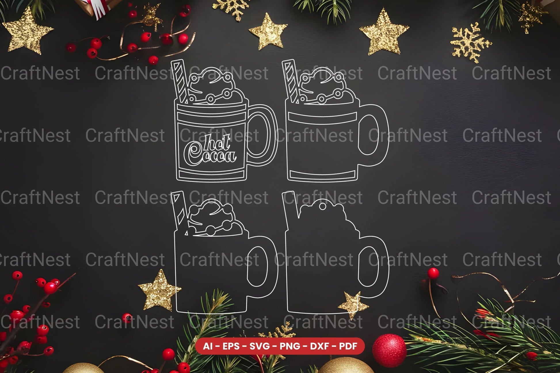Hot Cocoa Lasercut SVG Bundle - CraftNest - Digital Crafting and Art