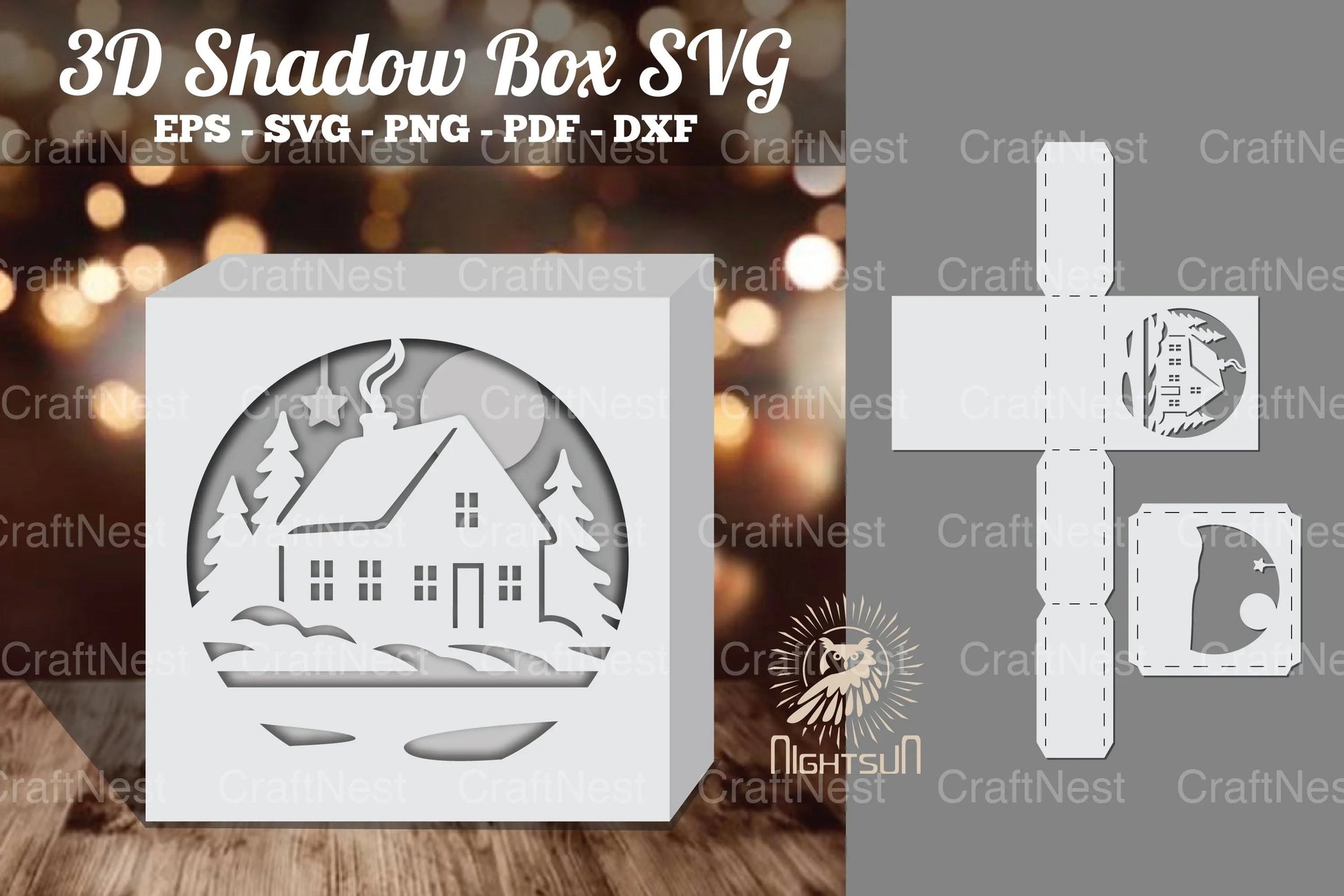 House in Forest Papercut Shadow Box Clipart - CraftNest - Digital Crafting and Art