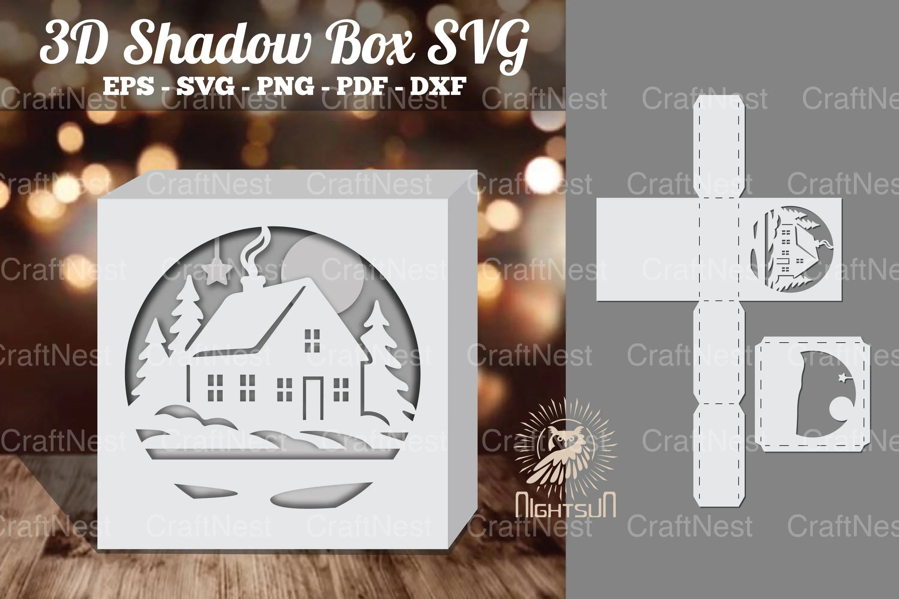 House in Forest Papercut Shadow Box Clipart - CraftNest - Digital Crafting and Art