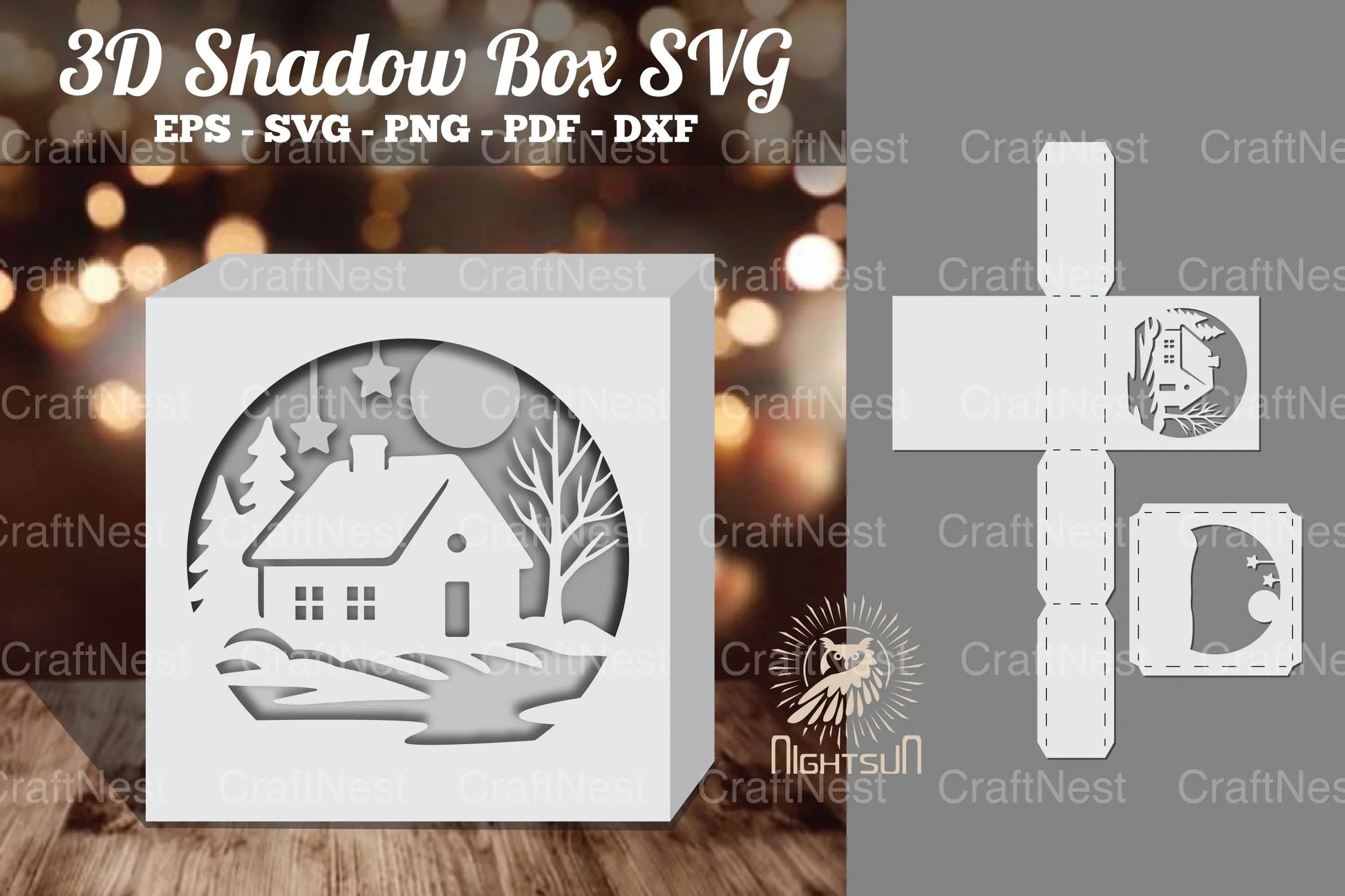 House in Forest Papercut Shadow Box Clipart - CraftNest - Digital Crafting and Art