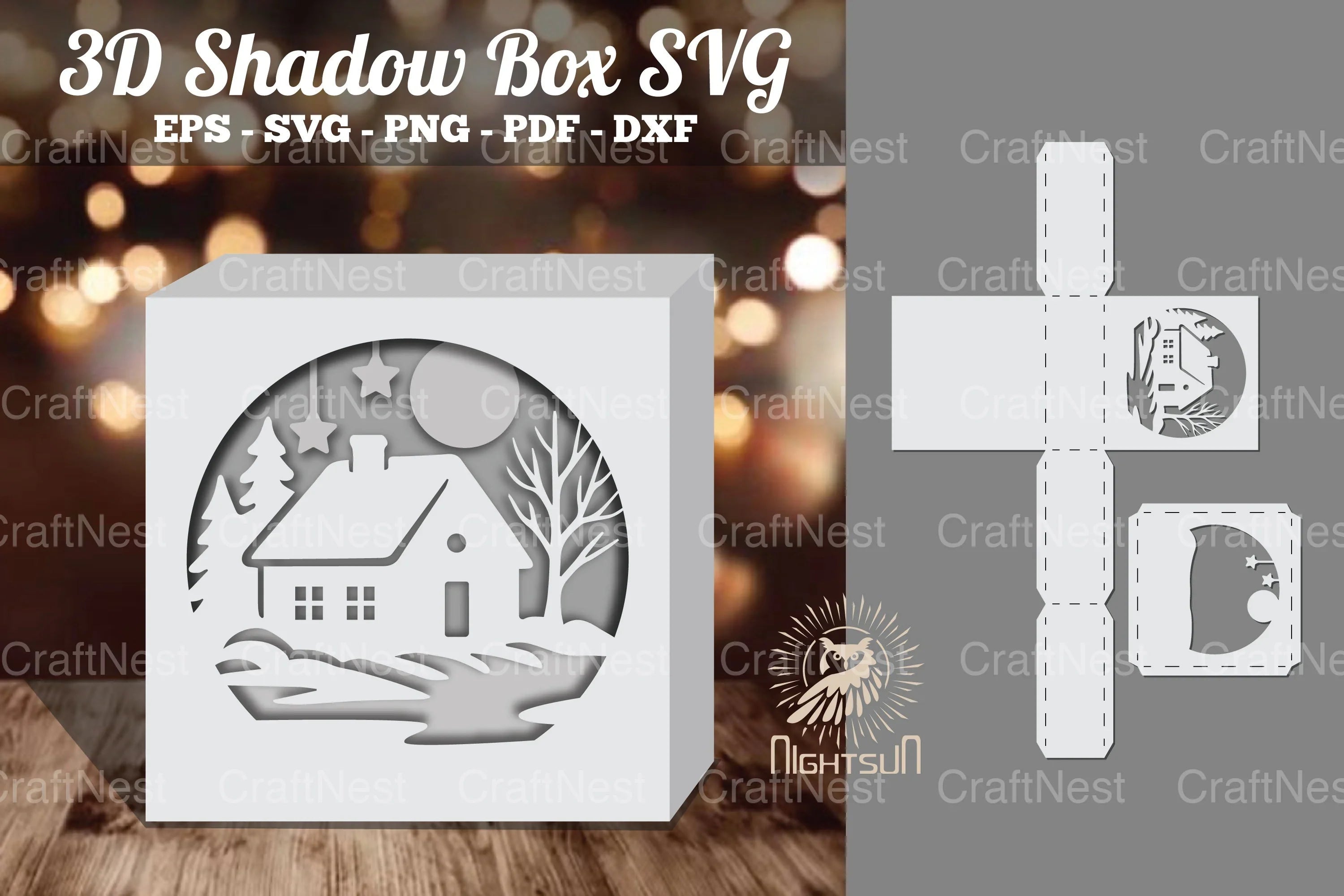 House in Forest Papercut Shadow Box Clipart - CraftNest - Digital Crafting and Art