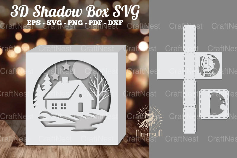 House in Forest Papercut Shadow Box Clipart - CraftNest - Digital Crafting and Art