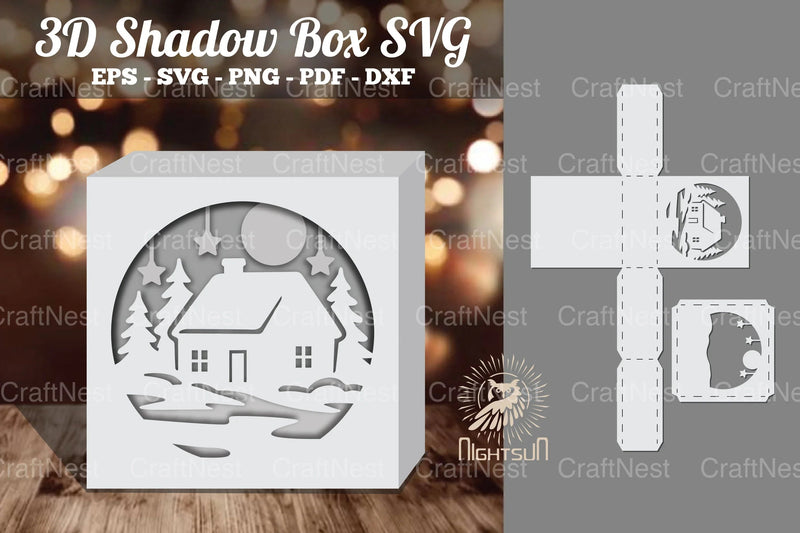 House in Forest Papercut Shadow Box Clipart - CraftNest - Digital Crafting and Art