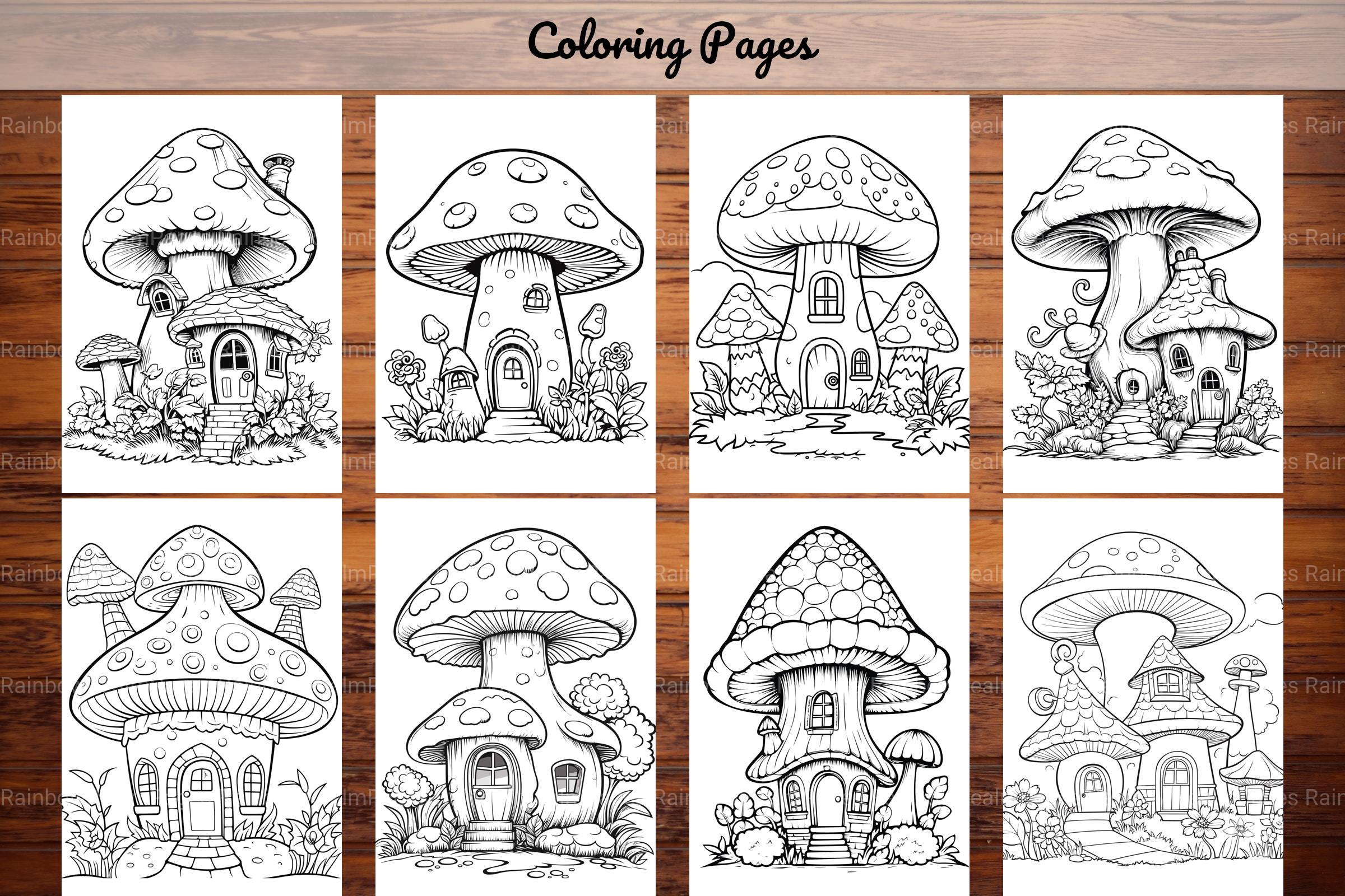 Mushroom Houses Coloring Book