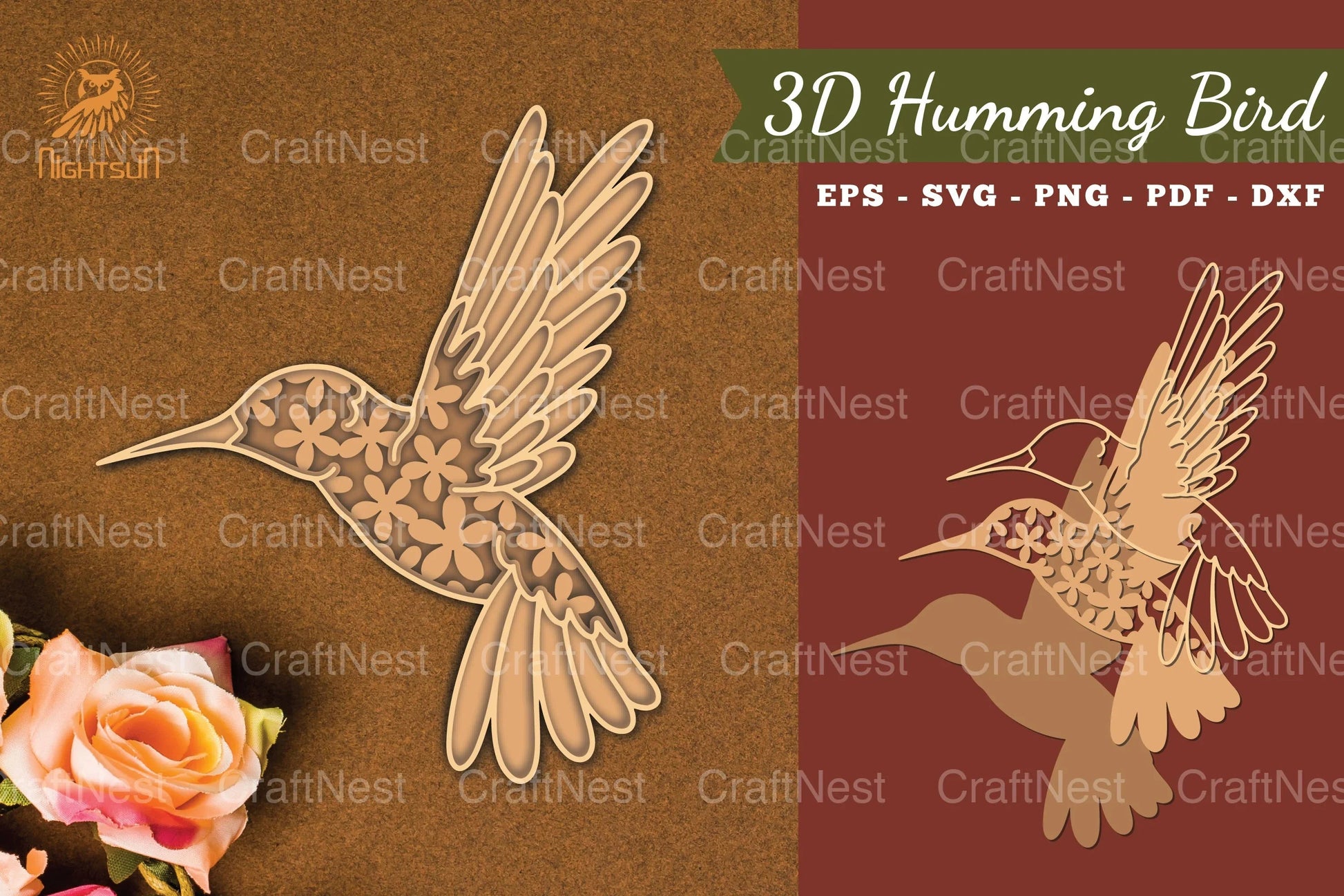Humming Bird 3D Lasercut SVG Bundle - CraftNest - Digital Crafting and Art