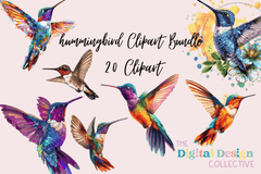 Vibrant Hummingbird Clipart Bundle - CraftNest - Digital Crafting and Art