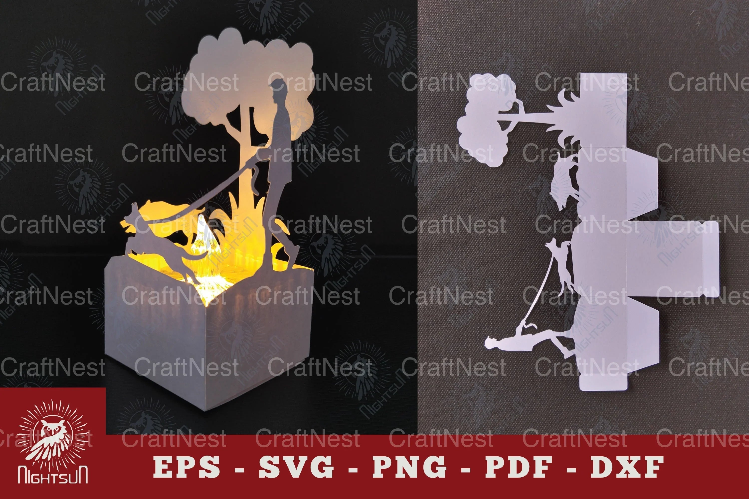 Hunting With Dogs Papercut Lantern SVG Bundle - CraftNest - Digital Crafting and Art