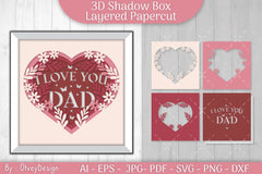 I Love You Dad 3D Shadowbox Father Layered Papercut SVG Bundle - CraftNest - Digital Crafting and Art