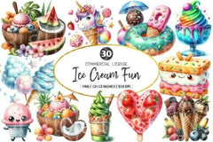 Ice Cream Fun Clipart Bundle Collection - CraftNest - Digital Crafting and Art