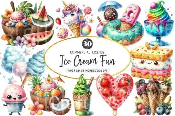 Ice Cream Fun Clipart Bundle Collection - CraftNest - Digital Crafting and Art