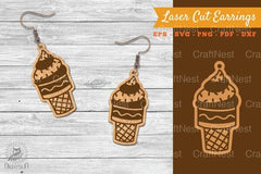 Ice Cream Laser Cut Earrings SVG Bundle - CraftNest - Digital Crafting and Art