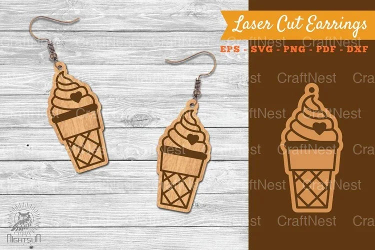 Ice Cream Laser Cut Earrings SVG Bundle - CraftNest - Digital Crafting and Art