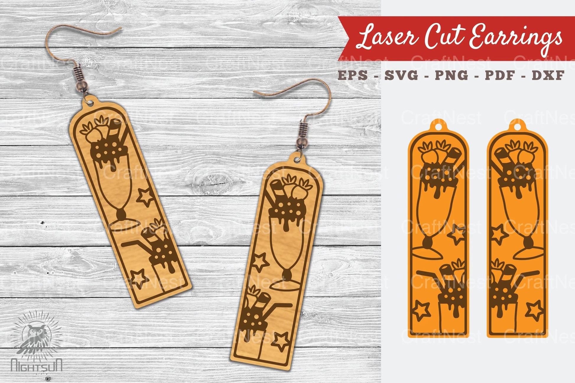 Ice Cream Laser Cut Earrings SVG Bundle - CraftNest - Digital Crafting and Art