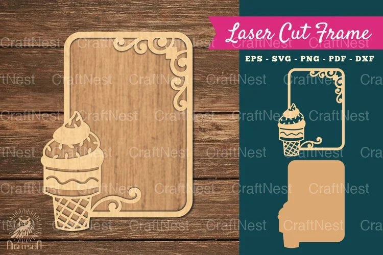Ice Cream Laser Cut Frame SVG Bundle - CraftNest - Digital Crafting and Art