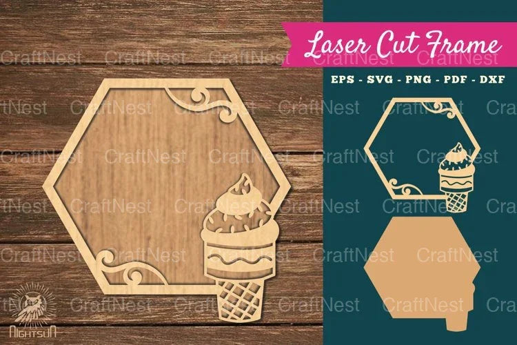 Ice Cream Laser Cut Frame SVG Bundle - CraftNest - Digital Crafting and Art