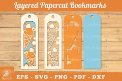 Ice Cream Papercut Bookmark SVG Bundle - CraftNest - Digital Crafting and Art