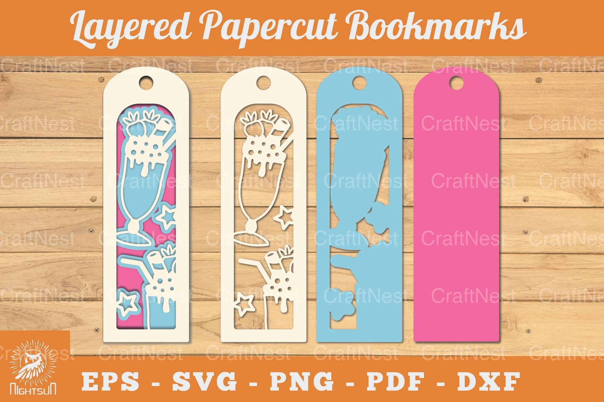 Ice Cream Papercut Bookmark SVG Bundle - CraftNest - Digital Crafting and Art