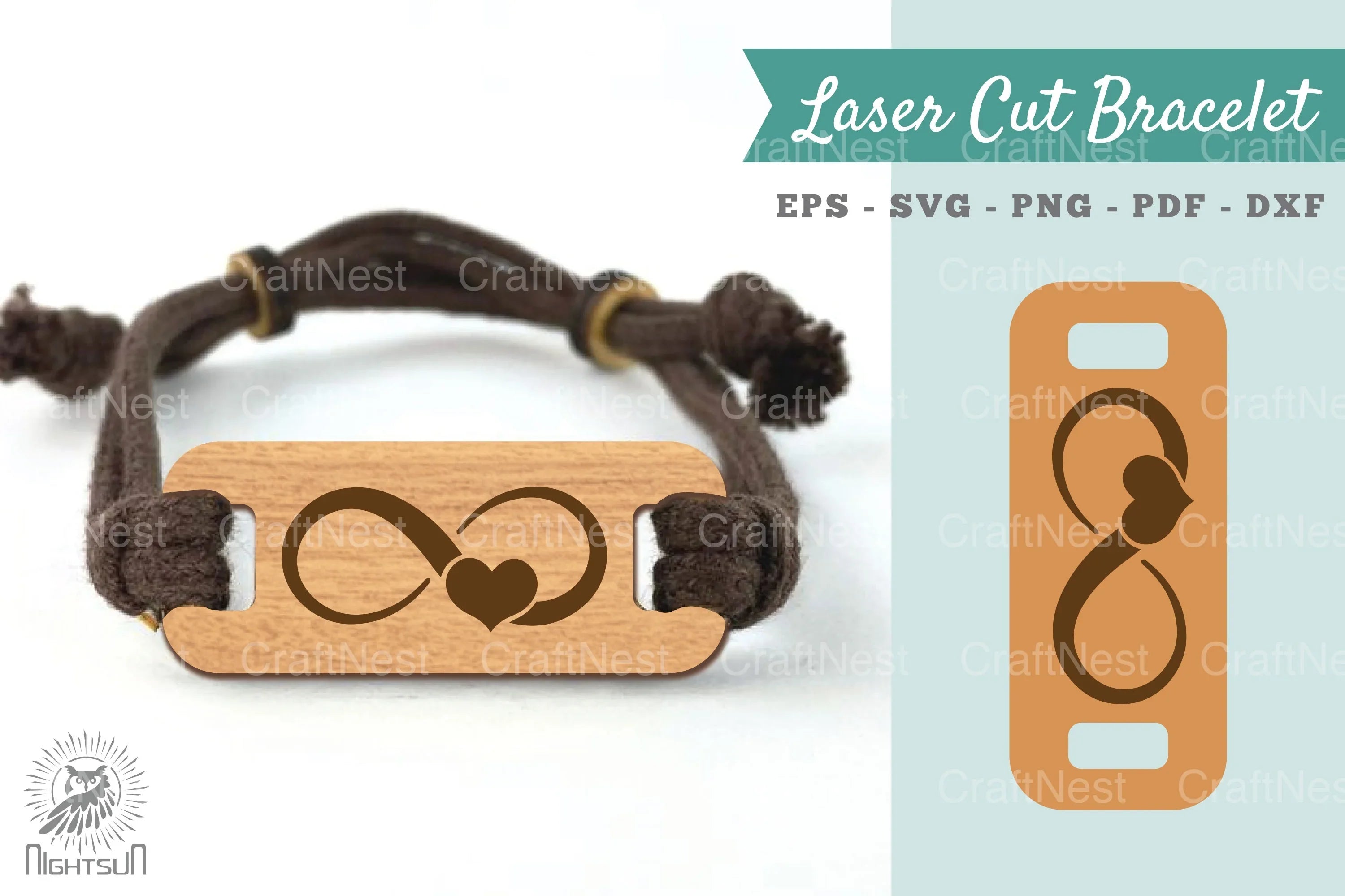 Infinity Heart Laser Cut Bracelet SVG Bundle - CraftNest - Digital Crafting and Art