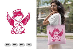 Isolated Praying Angel Stencil Clipart Bundle - CraftNest - Digital Crafting and Art