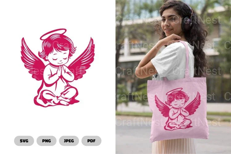 Isolated Praying Angel Stencil Clipart Bundle - CraftNest - Digital Crafting and Art