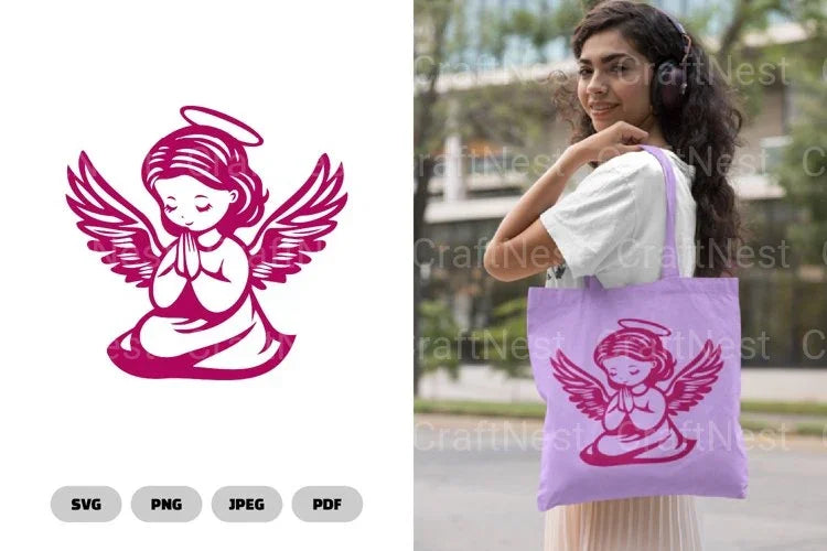 Isolated Praying Angel Stencil Clipart Bundle - CraftNest - Digital Crafting and Art